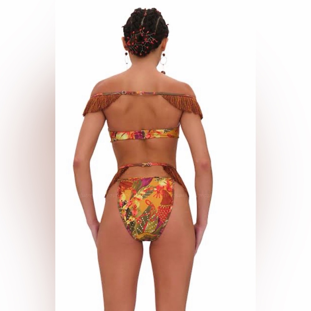 Andrea Iyamah EYO BIKINI - KOLA Multicolor Fringe Off-Shoulder Bikini - Picture 2 of 5